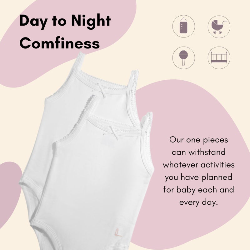 Feathers Baby Girls 100% cotton super soft One-piece Bodysuits 2-Pack - Image 3